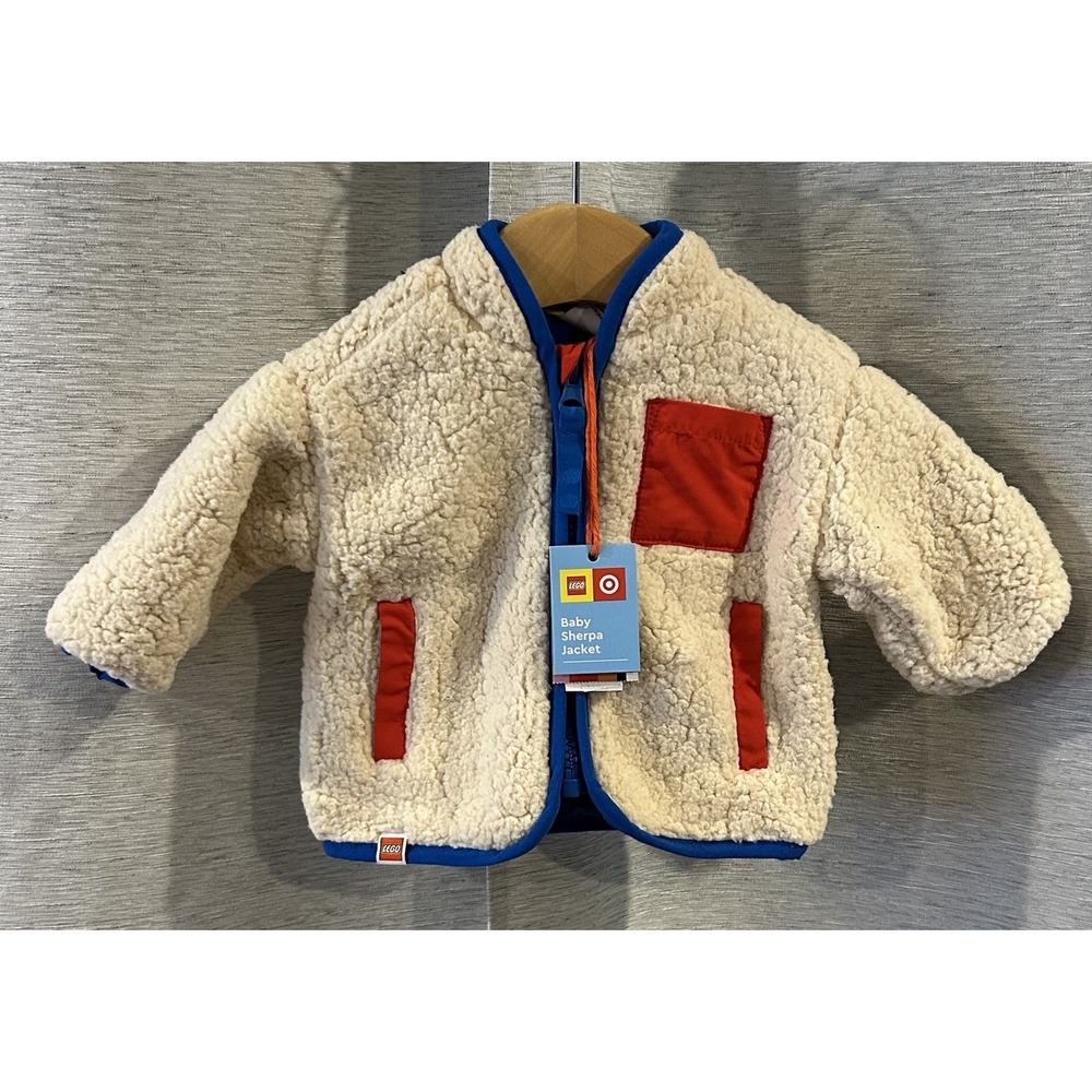 Baby Contrast Pocket Sherpa‎ Jacket Newborn- LEGO Collection x Target Cream NEW